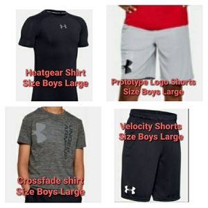 NWT BUNDLE Boys Under Armour Shirts & Shorts Large
